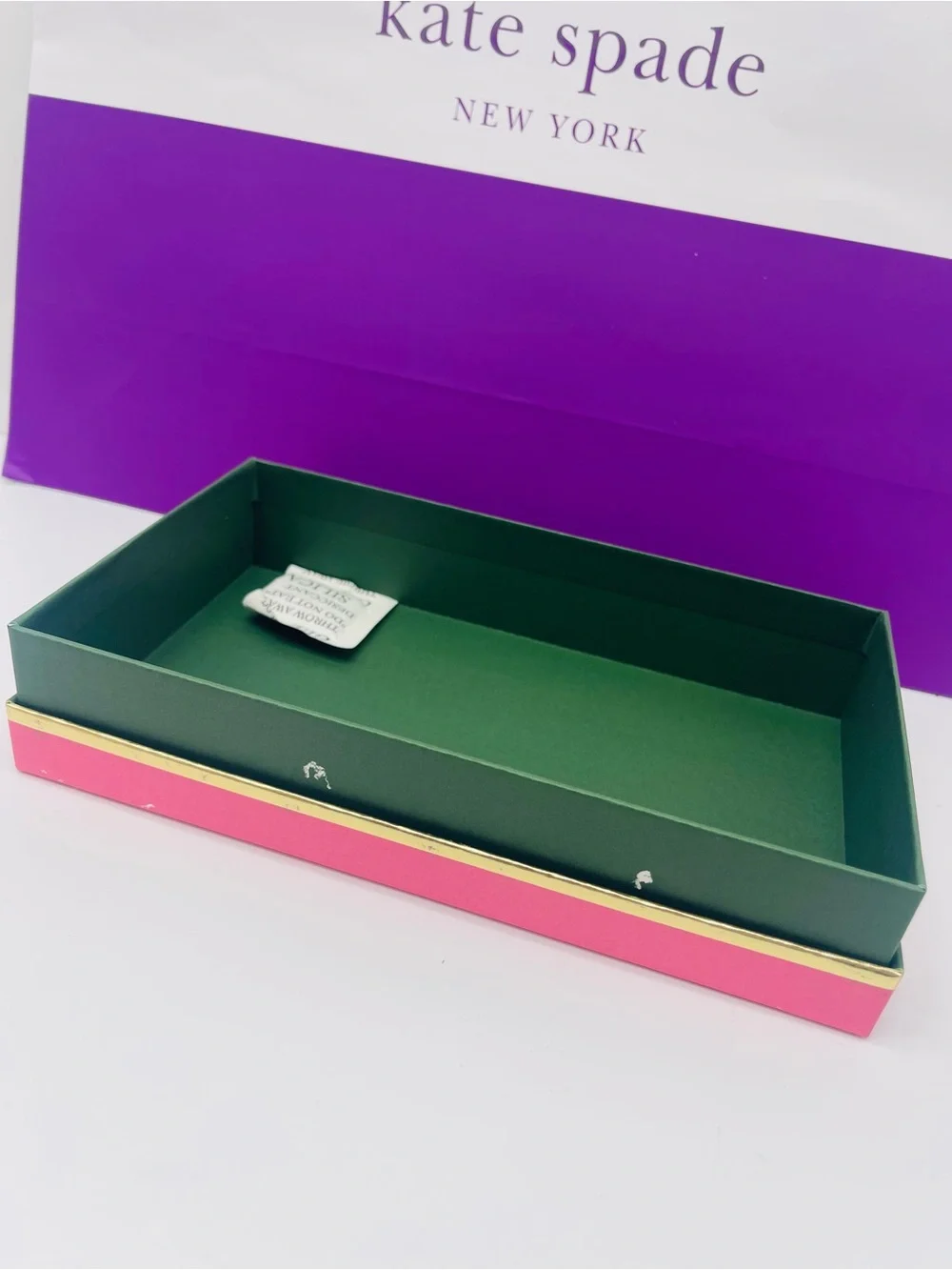 kate spade Hot Pink Box with Purple Logo Accent New